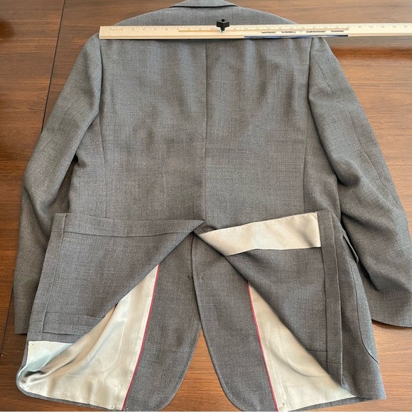 Sansabelt Jaymar Ruby 44R Blazer Patch Pockets Gray Silver Metal Buttons Crown - Picture 7 of 9